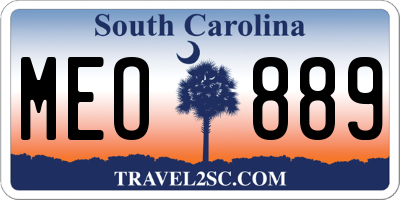SC license plate MEO889