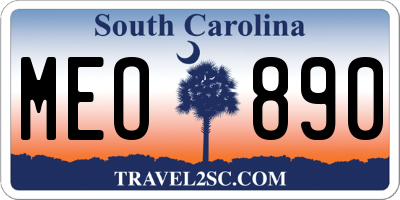 SC license plate MEO890