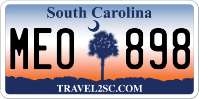 SC license plate MEO898