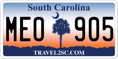 SC license plate MEO905