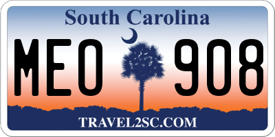 SC license plate MEO908