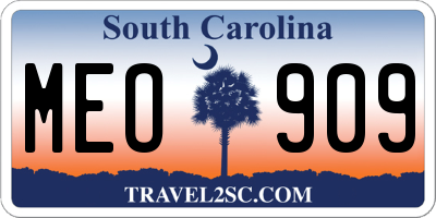 SC license plate MEO909