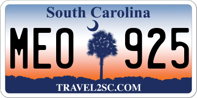 SC license plate MEO925