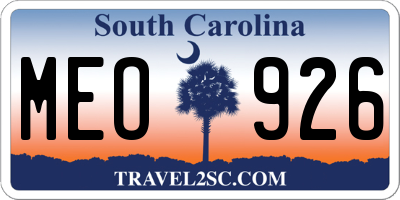 SC license plate MEO926