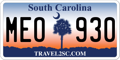 SC license plate MEO930