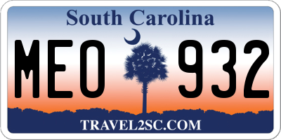 SC license plate MEO932
