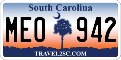 SC license plate MEO942
