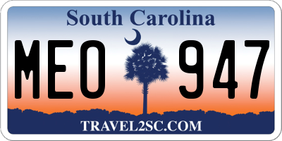 SC license plate MEO947