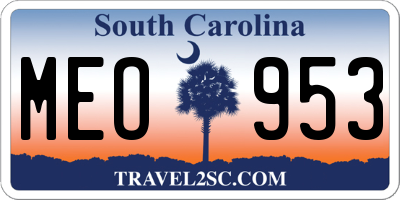 SC license plate MEO953