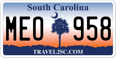 SC license plate MEO958