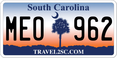 SC license plate MEO962