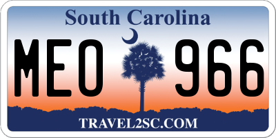 SC license plate MEO966