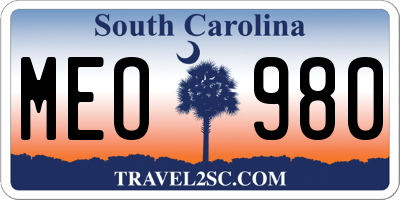 SC license plate MEO980