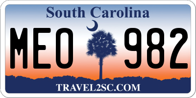 SC license plate MEO982