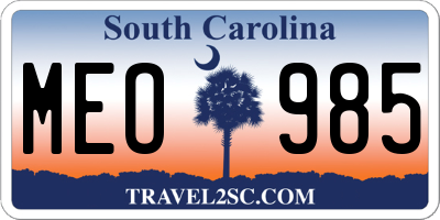 SC license plate MEO985