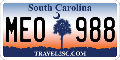 SC license plate MEO988