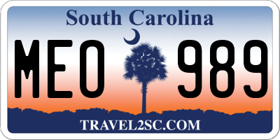 SC license plate MEO989