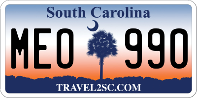 SC license plate MEO990