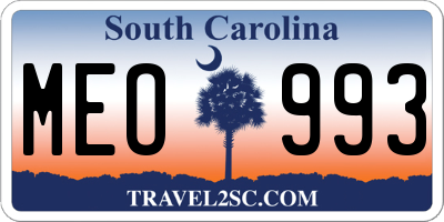 SC license plate MEO993