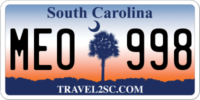 SC license plate MEO998