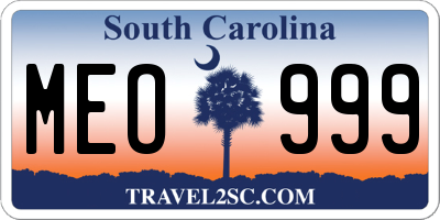 SC license plate MEO999