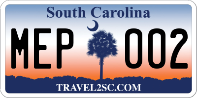 SC license plate MEP002