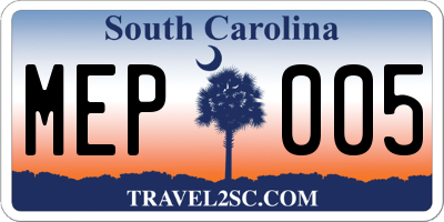 SC license plate MEP005