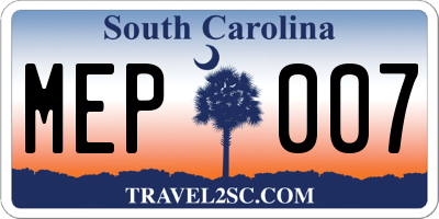 SC license plate MEP007