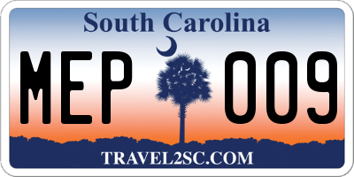 SC license plate MEP009