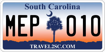 SC license plate MEP010