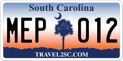 SC license plate MEP012