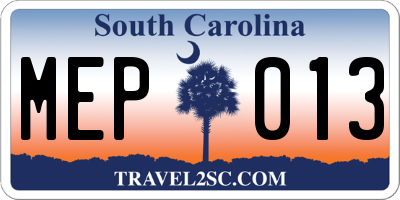 SC license plate MEP013