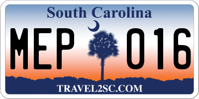 SC license plate MEP016