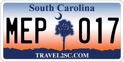 SC license plate MEP017