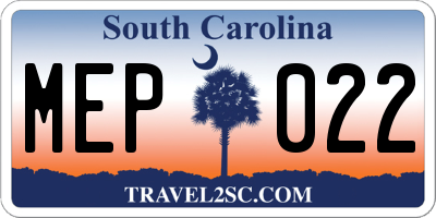 SC license plate MEP022