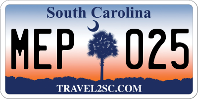 SC license plate MEP025