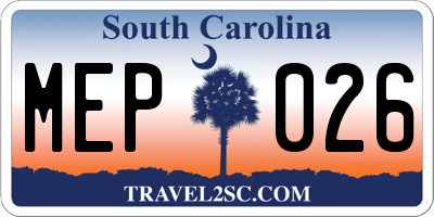 SC license plate MEP026