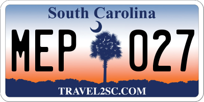 SC license plate MEP027