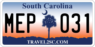 SC license plate MEP031