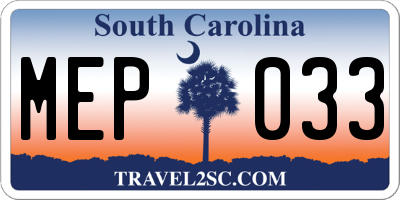 SC license plate MEP033