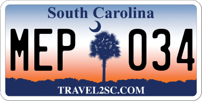 SC license plate MEP034