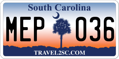 SC license plate MEP036