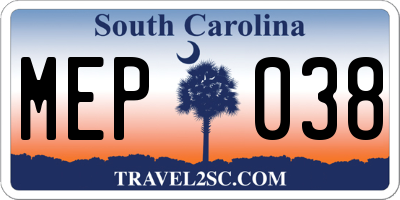 SC license plate MEP038