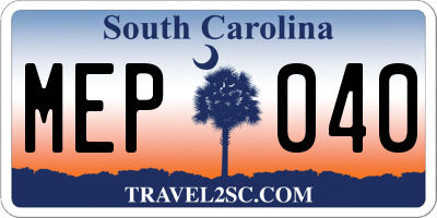 SC license plate MEP040
