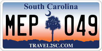 SC license plate MEP049