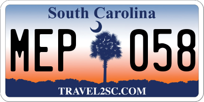 SC license plate MEP058