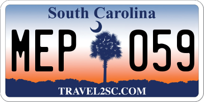 SC license plate MEP059