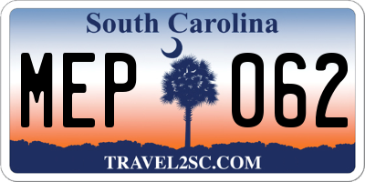 SC license plate MEP062