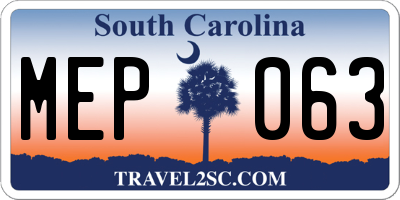 SC license plate MEP063