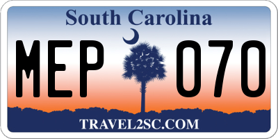 SC license plate MEP070